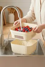二層式洗面器【家庭用・プラスチック製・水切り付き】
