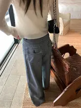 ブルーストライプのワイドレッグデニムパンツ【春夏用・フィット・ストレートシルエット】（セットアップ対応）