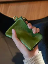本革製 ショート財布【ファスナー式・薄型・レトロデザイン】
