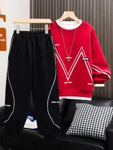 男の子用秋のスウェットシャツ【カジュアルスタイル・赤色・春秋用】（セットアップ対応）