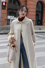 ホワイトダブルフェイスコート【秋冬用・女性・ロング丈・シンプルデザイン】