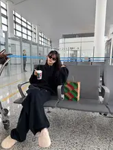 厚手フリース立襟スウェットとワイドパンツ【洗い加工・女性用・カジュアル】（セットアップ対応）