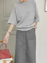 極上の柔らかさのコットン中袖Tシャツ【女性用・七分袖・ルーズフィット・おしゃれ】