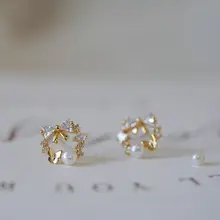 パールリボンピアス【925純銀・レトロ風・繊細なデザイン・キラキラ】