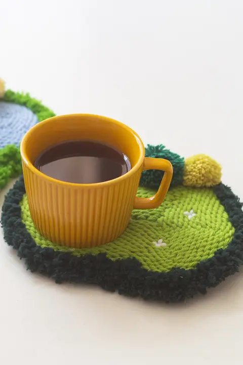 簡単に刺繍できる苔藓コースター DIY材料キット【手作りで解消】（セットアップ対応）