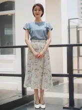 UVカット接触涼感ラウンドネックティーシャツ【夏用・無地・フリル袖】