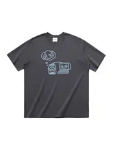 半袖Tシャツ ユニセックス コットン100% クルーネック ルーズ 喫茶柄 カフェ 「chichaqu」