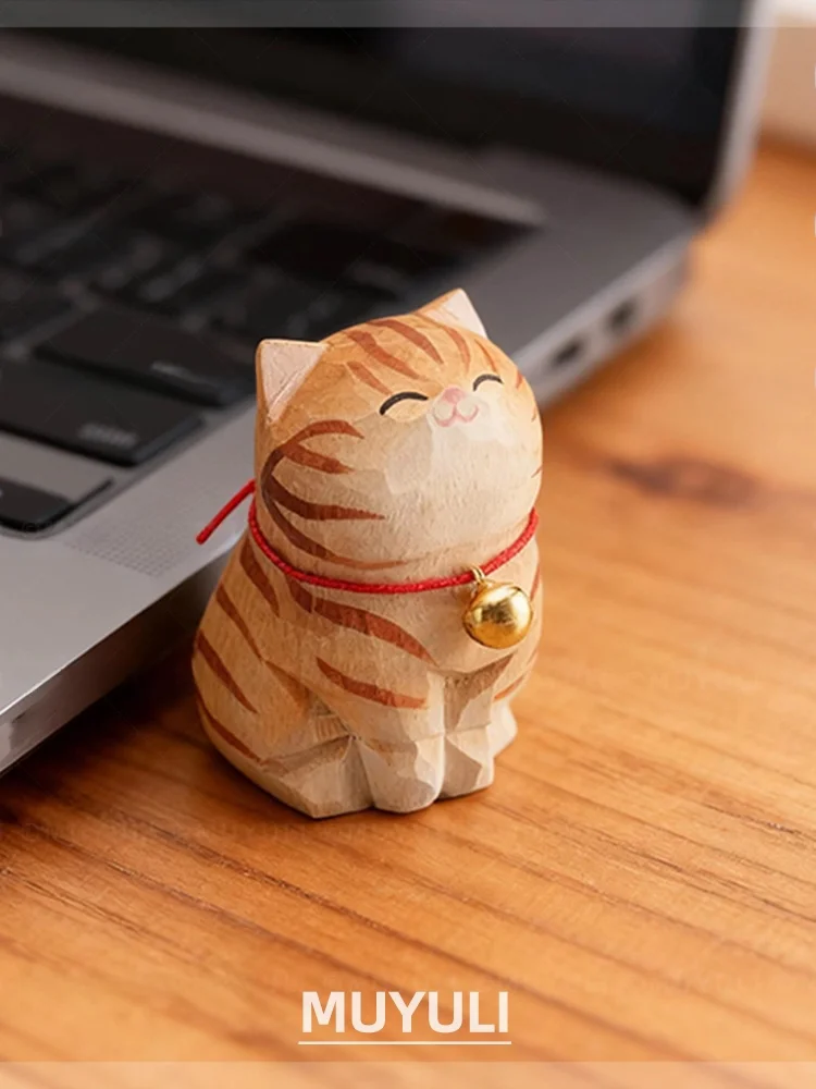 手作り木彫りの狸柄小猫デスクトップ飾り：猫モチーフ雑貨の選定基準と実用性解析