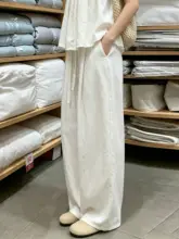夏用薄手リネンワイドパンツ【極上の柔らかさ・フィット・シルエット美】（セットアップ対応）