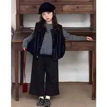 セットアップ キッズ ガールズ インナー レザーベスト アウター 秋物 おしゃれ トレンド