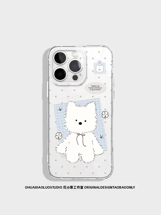 かわいい犬デザインのiPhoneケース【透明・モフモフ・女の子向け】