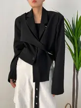 スーツジャケット ゆったりとした 不規則デザイン 2本のリボン 男女兼用 ドレープ感