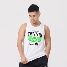 男性用 テニスベスト【無袖・ホワイト・プリントデザイン】
