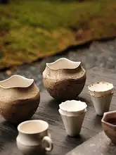 手作り 陶器製茎纹デザインカップ【シンプル・香りを楽しむ用】