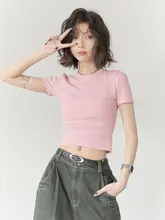 シンプルなデザインの短袖Tシャツ【女性用・夏用・おしゃれ・伸縮性あり】