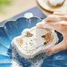 可愛いカートゥーンデザインの洗浄スポンジ【木材パルプ・キッチン用】