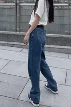 レディース 定番ストレートデニムパンツ【深いブルー・カジュアル・秋冬向け】