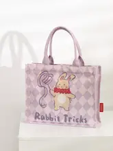 かわいいウサギデザインのキャンバス手提げバッグ【通勤・ショッピング用】