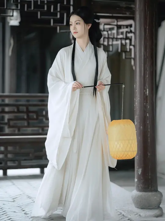 白色の大袖シャツ【古風・着物スタイル・女性用】
