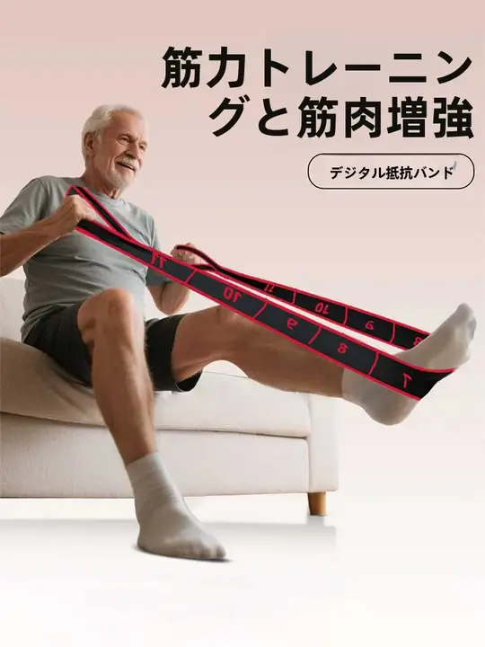 抗阻力トレーニング用 エクササイズバンド【中高年向け・臀部と脚の筋力強化】