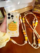 スマホケース シリコン 梨柄 イエロー クロスボディストラップ 長さ調節可 ハンドストラップ 落下防止 多機種対応