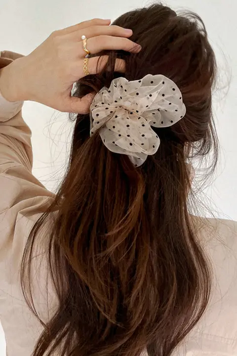 優雅なチュールドットヘアゴム【女性用・甘美な印象・複数カラー】
