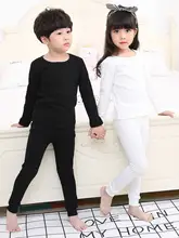 子供用コットン製ラウンドネックインナー【白・秋冬用・黒のレギンス付き】（セットアップ対応）