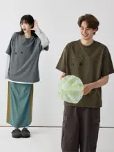 半袖Tシャツ ユニセックス ウォッシュ加工 パッチワーク びっくり猫 ワッペン ストリート「PSO Brand」