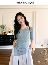 華やかな印象のオフショルダー網目デザインミニトッパー【タイトフィット・女性用】