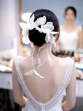 米白色の大きな手作り花のヘッドドレス【結婚式用・フォトシューティング対応】