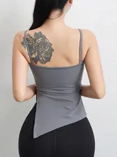 裸感デザインのヨガトップス【片側打ち込み・フィット感・サイドスリット・女性用】（セットアップ対応）
