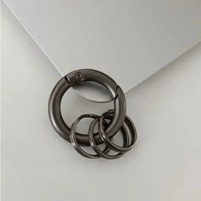 金属製スプリングフック付きリングキーリング【バッグ用アクセサリー・金具】