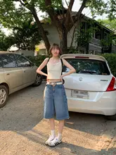 ヴィンテージ風浅ブルー広がりパンツ【夏用・フィット・ハーフパンツ】（セットアップ対応）
