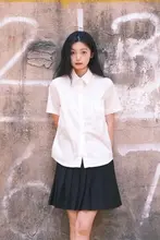 夏用 基本スタイル レディース白シャツ【ショートスリーブ・尖った襟・学校用】
