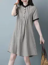 レディース ストライプシャツワンピース【ルーズフィット・中丈・夏用】（セットアップ対応）