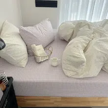 全棉ウォッシャブルシーツ【ポルカドット・ベッドカバー・宿舎用・三点セット】（セットアップ対応）