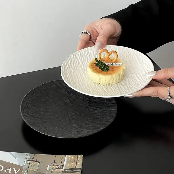 岩石模様の陶器製ケーキプレート【プレミアムデザイン・デザート皿・西洋食器】
