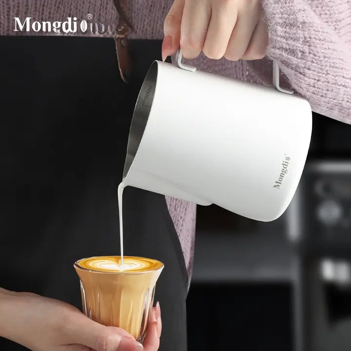 ラテアートピッチャー ミルクピッチャー ステンレス製 ミルクフォーマー カフェラテ バリスタツール 「Mongdio」