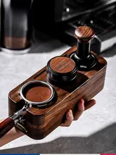 Bincoo クルミの木製コーヒープレス台座セット【51/58mm・エスプレッソマシン用・布フィルター付き】