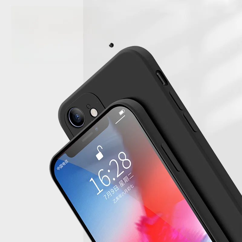 携帯電話ケース iPhone11 対応 メンズ ブラック リキッドシリコン 薄型 衝撃吸収
