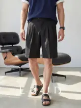 ハーフパンツ メンズ ウエスト調節可能 ダブルタック ドレープ性 ノーアイロン 通勤 夏「LUUD」