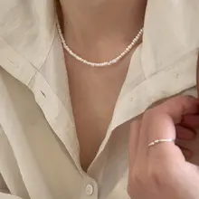 ナチュラルバロック淡水真珠ネックレス【極細ロックチェーン・シンプルデザイン・925シルバー】