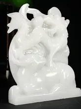 天然玉石の扭転装飾品【白玉の龍・招財・リビングルーム・オフィス用】