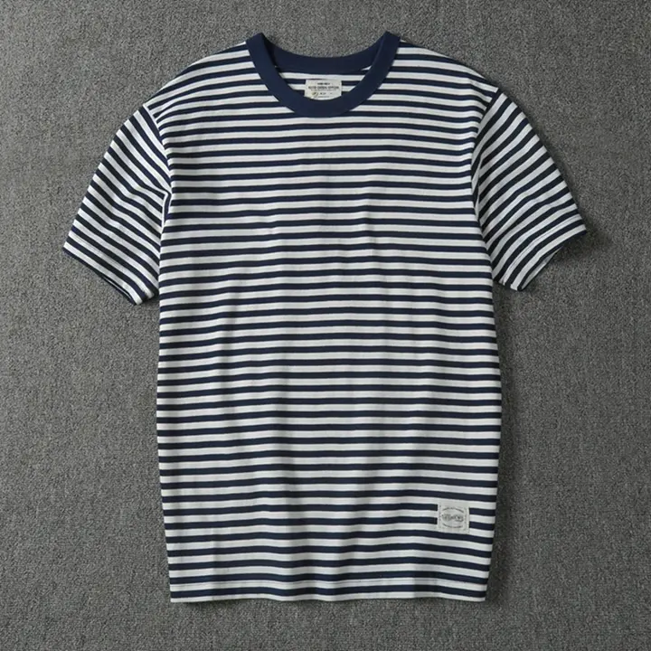 アメリカンレトロスタイル ストライプ半袖Tシャツ【メンズ・夏用・インスタ映え】