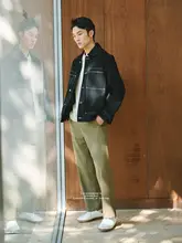 涼感サロナニットテクスチャー春用 メンズゆったりクルーネック長袖Tシャツ