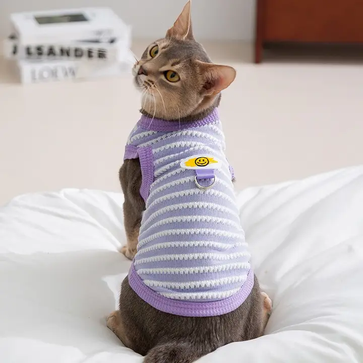 hipidog 防毛対策の薄手ペット用タンクトップ【猫用・透かしデザイン・夏用】