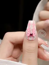 ネイルアクセサリー ハート リボン 小物 薄いピンク 鮮やか