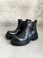 洗い加工牛革使用のチェルシータイプ マーチンブーツ【高トップ・メンズ・エレガントデザイン】