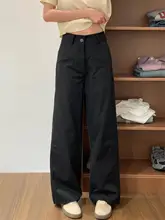 大きいサイズのシンプルなハイエンドウエストデザインのストレートパンツ【春季用・ゆったり・スリム効果・カジュアル】