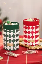 クリスマス用 円形ギフトボックス【手提げタイプ・お菓子や口紅の包装に最適】
